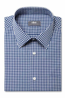 藍色方格細紋正裝襯衫