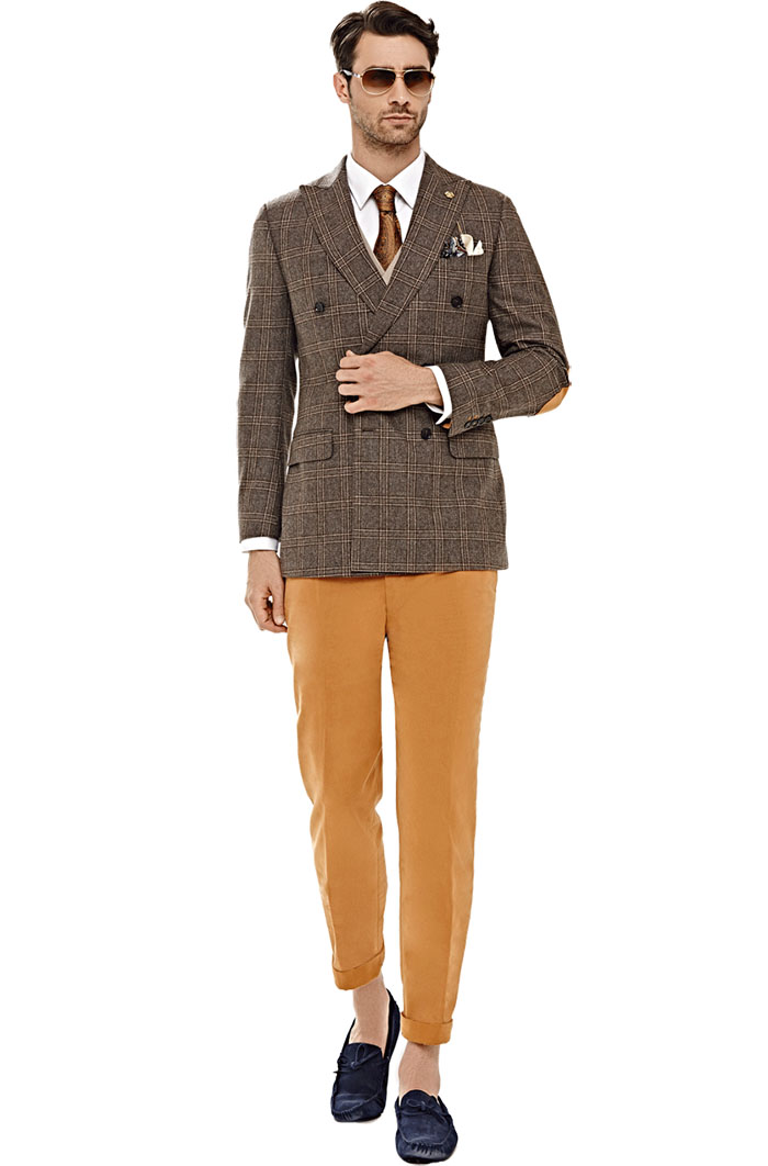 棕色格紋復古套裝