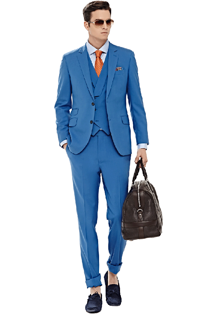 湖藍色時尚休閑套裝
