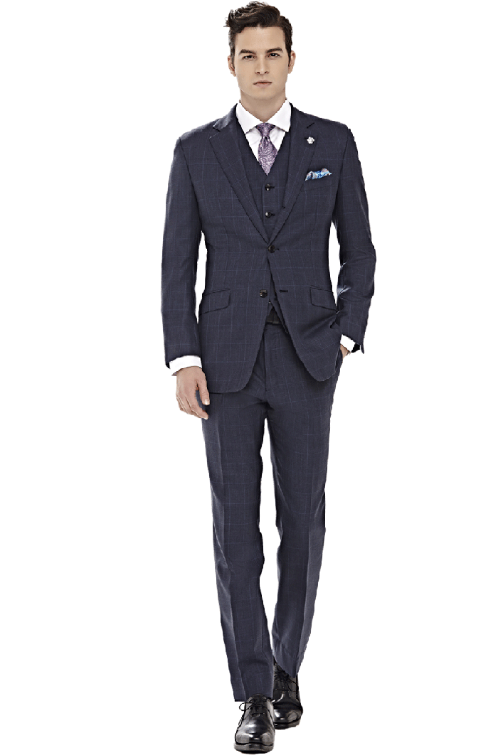 深藍色窗格紋套裝